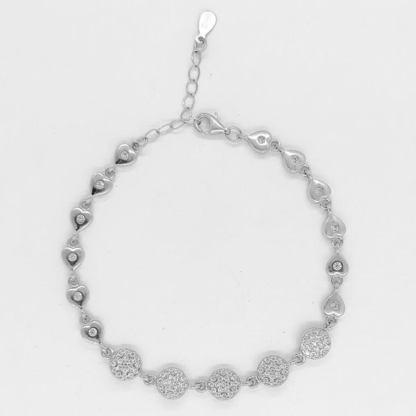Diamond Discs Silver Bracelet